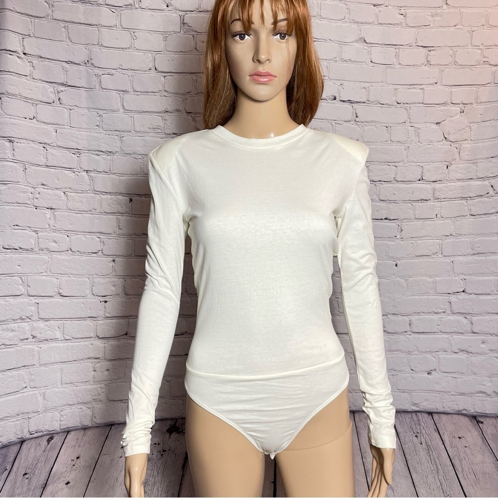 NWT New Danielle Bernstein Open Back Cotton Ivory Bodysuit Size XS - Picture 3 of 13